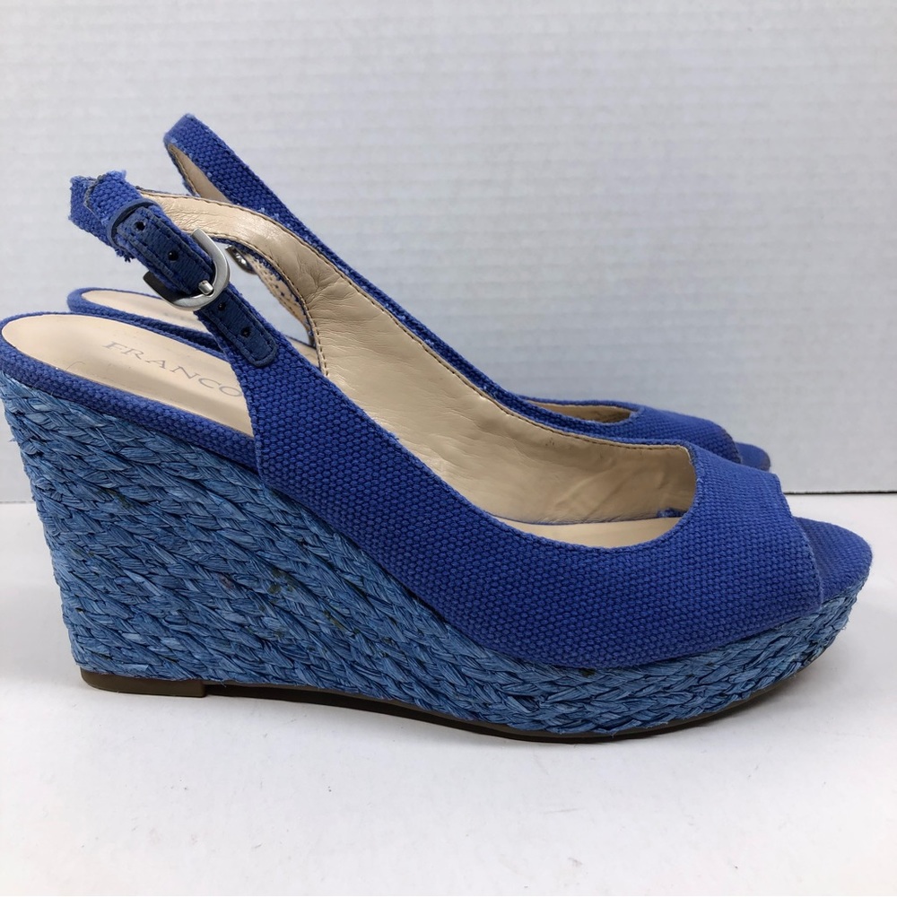 Franco Sarto 8 M Sandals Slingback Platform Wedge Blue 8M
